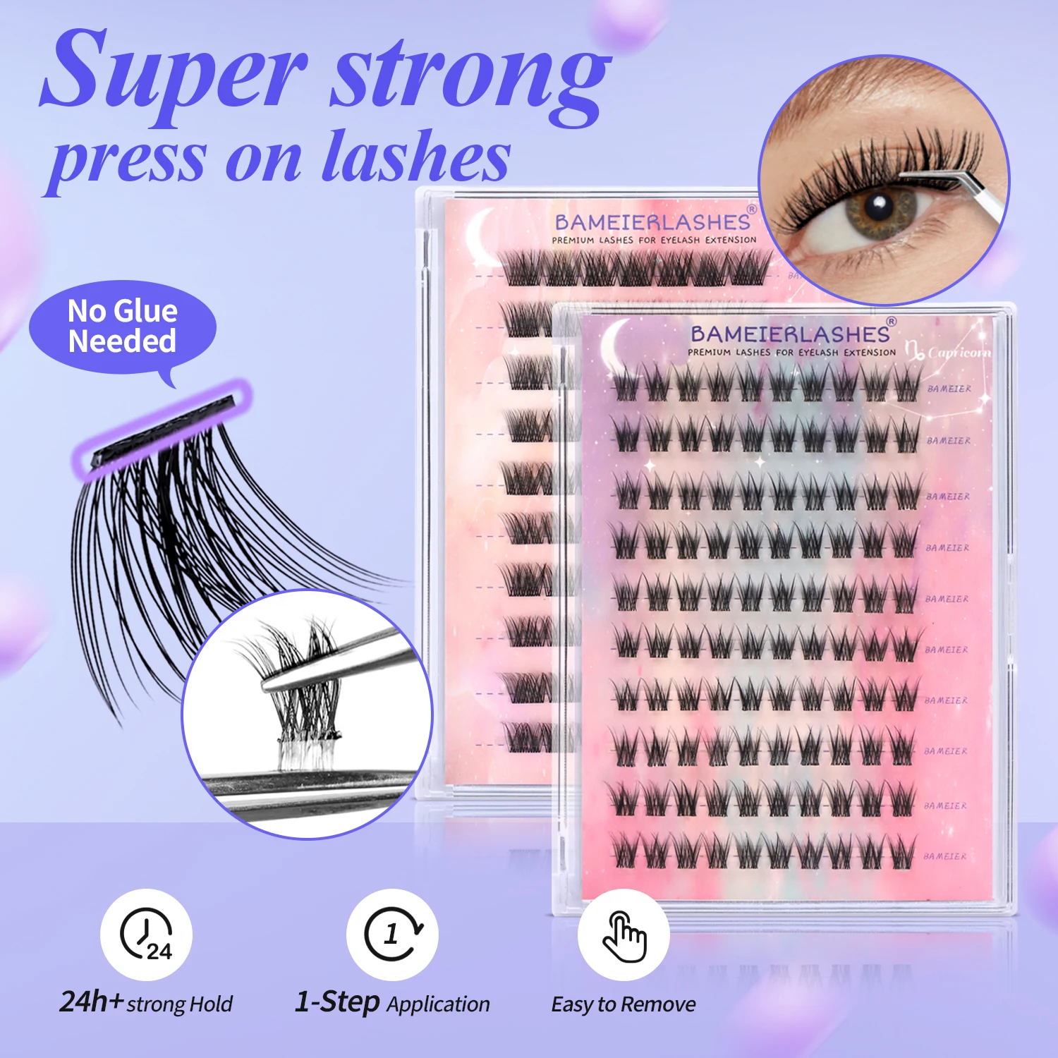 Factory Price Diy Lash Segment Korea Reusable Self Adhesive Eyelash no Glue no Eyeliner