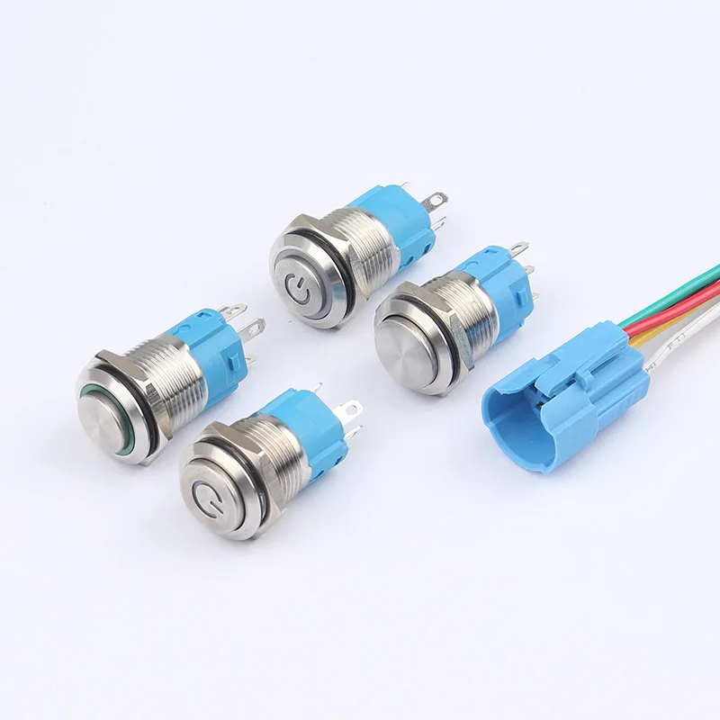 12mm 16mm 19mm 22mm Mini Waterproof Metal Button Switch LED Instantaneous Locking Custom Power Button Switch