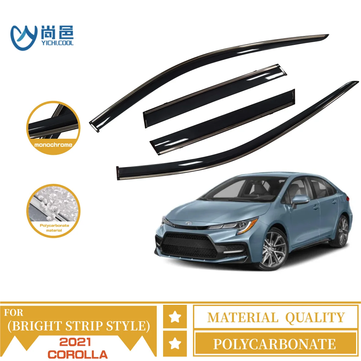 High Quality Car Door Visors 4 Pcs Rain Guard Weather Shields Protector For Toyota Corolla 1988-2021 Car Wind Deflector