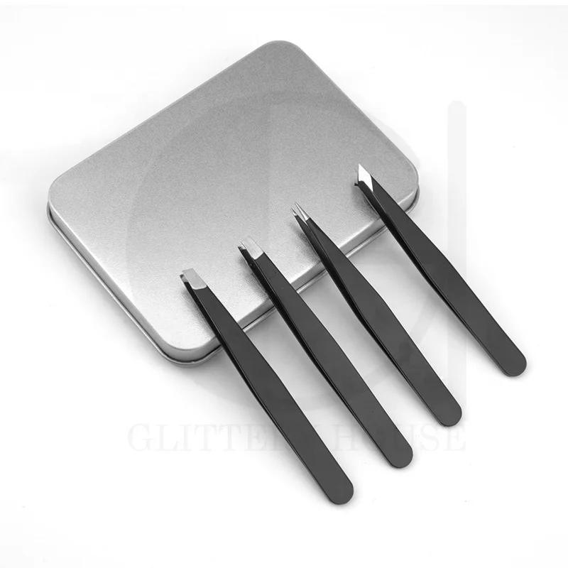 
rose gold eyebrow tweezer sets custom logo box private label tweezer for eyebrow makeup extension 