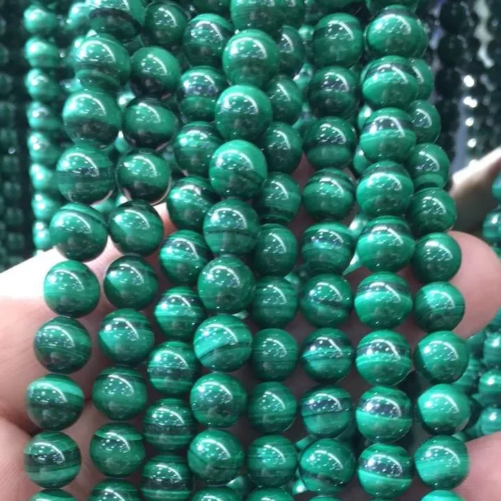 Wholesale Natural 4mm-12mm Size Gemstone Loose Stone Beads Green Malachite Beads for Jewelry Making