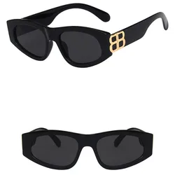 Trending Gold Color Double 8 Shape Frame Triangular Cat Eye Sunglasses Unisex Girls Sunglasses Latest Fashion