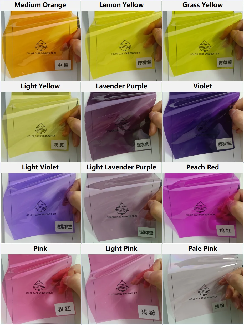Stain Glass Tint Sun Blocking Self Adhesive Decorative Roll DIY Pale Pink Transparent Colorful Building Window Film