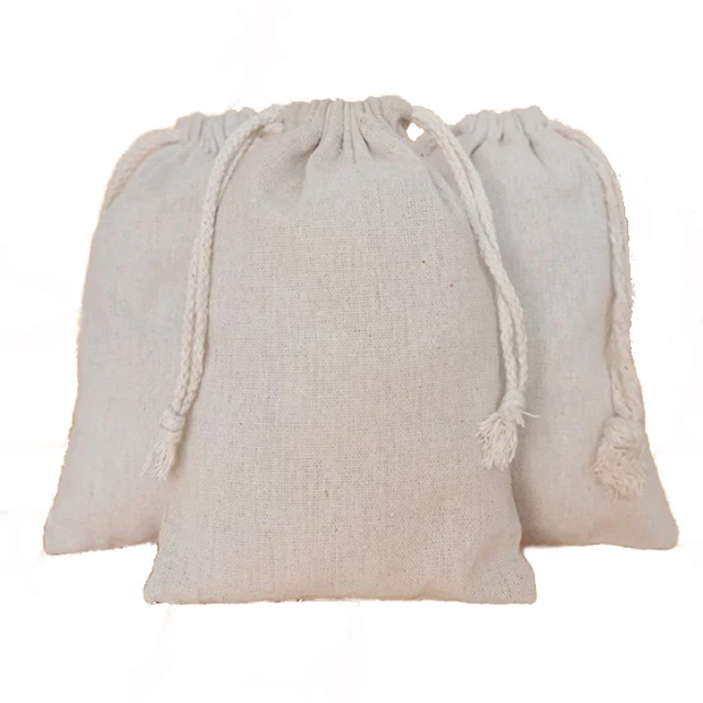 Factory price Small fleece Drawstring bag Custom canvas  Gift pouch cotton   Draw string pocket flat pouch bag for gift jewelry