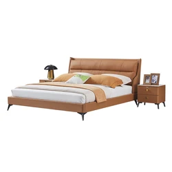 Foshan Wholesale Modern Luxury Furniture Solid Wood Genuine King Size Leather Sofa Bed Wooden Beds