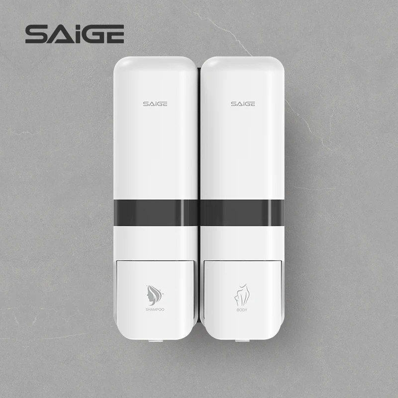 Refillable Wall Mounted 2 in 1 Soap Dispenser for Body Wash Shampoo Hair Dryer