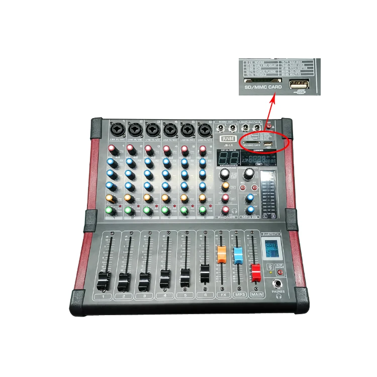 Jusbe professionalaudio2cvideo 6-канальный USB Профессиональный смешивания усилитель DJ микшер регулятор мощности аудио Плата усилителя