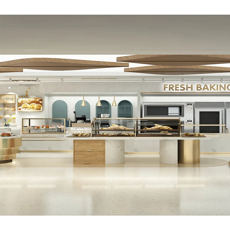 Trendy Cake Bread Shop Showcase Cabinet Bakery Store Fixture Bread Display Rack Popular Wooden Bread Display Shelf