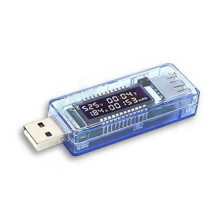 Тестер напряжения тока белый мобильный измеритель мощности USB рабочее время светодиодное окно