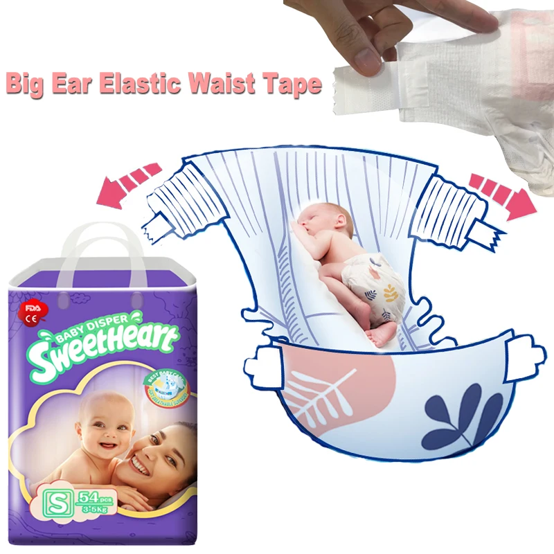 18 years  exporting experiences on  baby diapers professional  manufacturer OEM  baby diaper with Big Ear Elastic Waist Tape