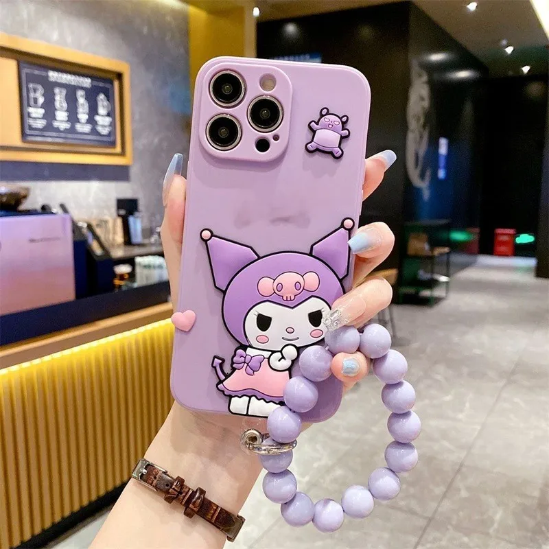 Linda In Stock Cartoon Purple Black Pattern  Mobile Phone Case Cute 3d Skin Soft Protective Cover For Iphone 6 7 8 Plus