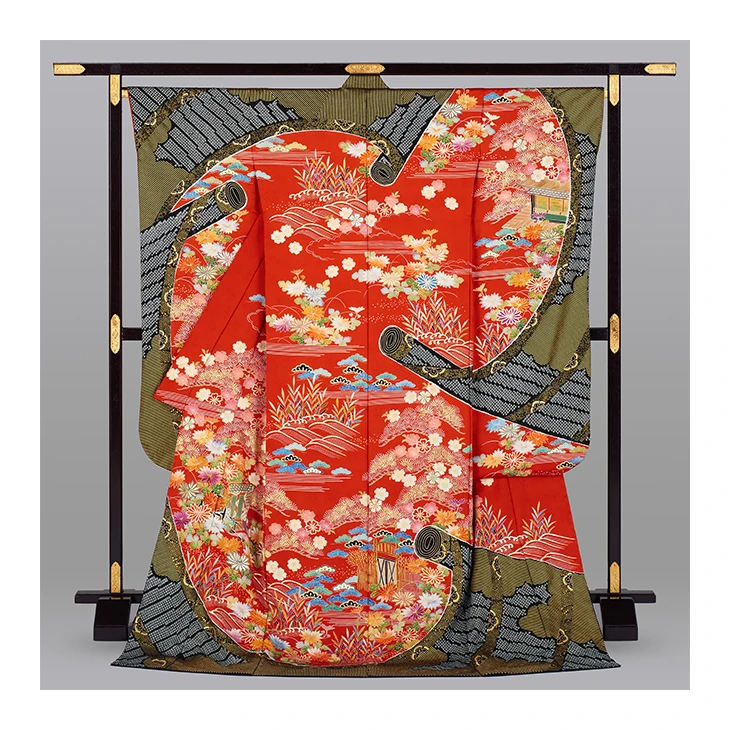 Silk goshodoki handmade spring floral chiffon long kimonos for women
