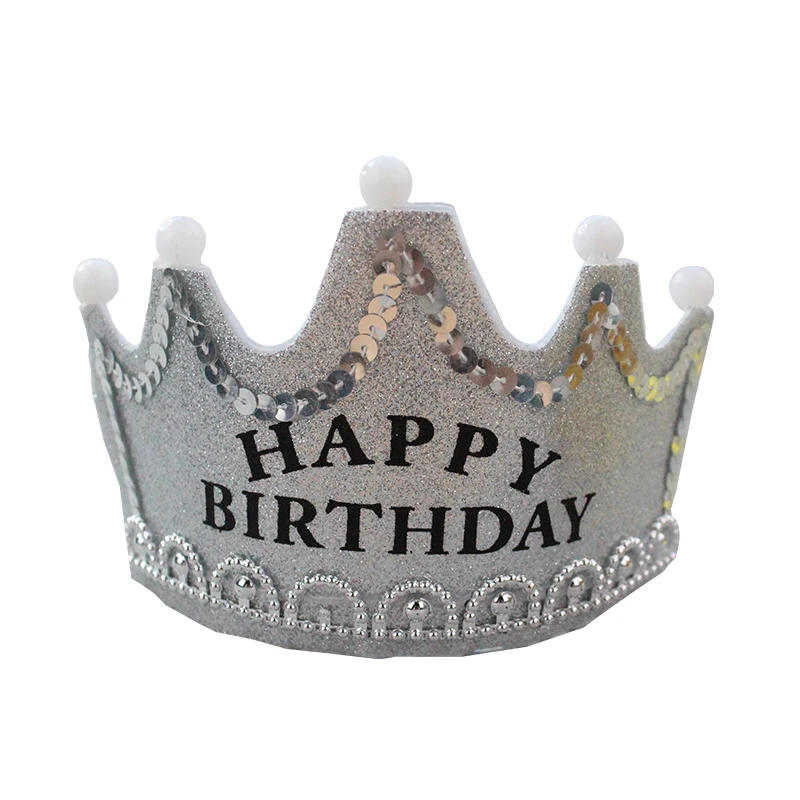 Wholesale Birthday Party Articles Luminous Birthday Crown Hat with LED Light Adult Children Gold  Party Hat