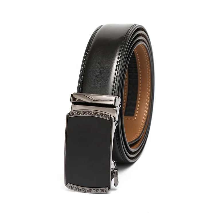 New Design Zinc Alloy Customize Logo Cowhide Ratchet Belt Man Automatic Buckle Formal Leather Belt