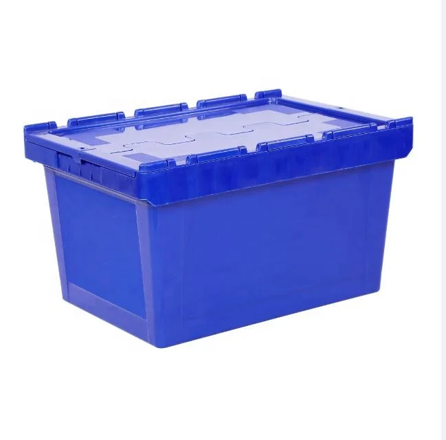 PP durable Custom EU Warehouse Logistics Delivery Storage Stackable Plastic Container Turnover Crates Tote Box with attached lid