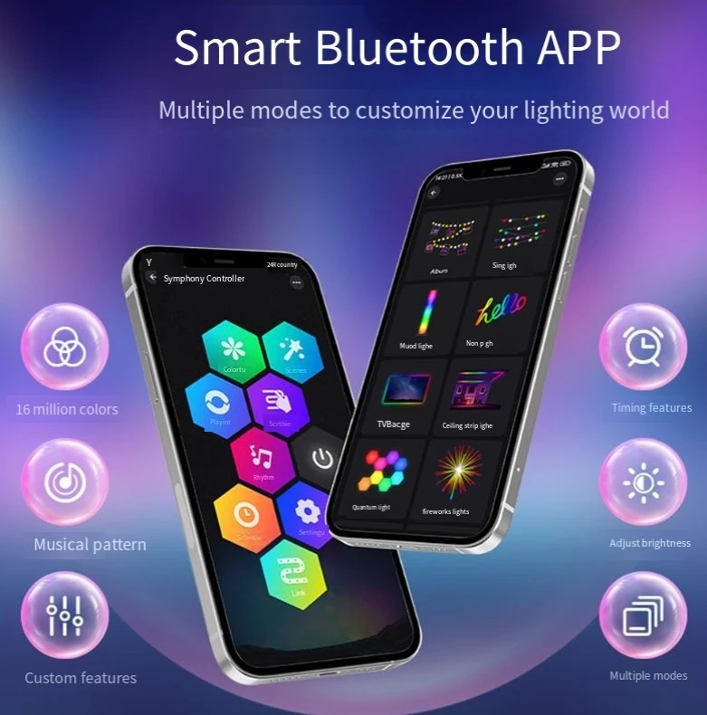 RGB Music Sync Color Changing Voice Sound Controlled Stand Lights with APP Rechargeable LED Rhythm Lighting for Home Party Game