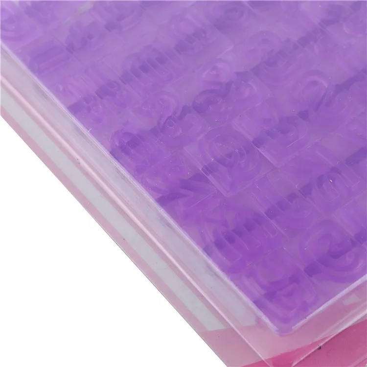 High Quality OEM DIY 3D Three Szie Bake Accessories Purple Cake Moulds Arabic Shape Handpress Plastic Cookie Cutter With Card