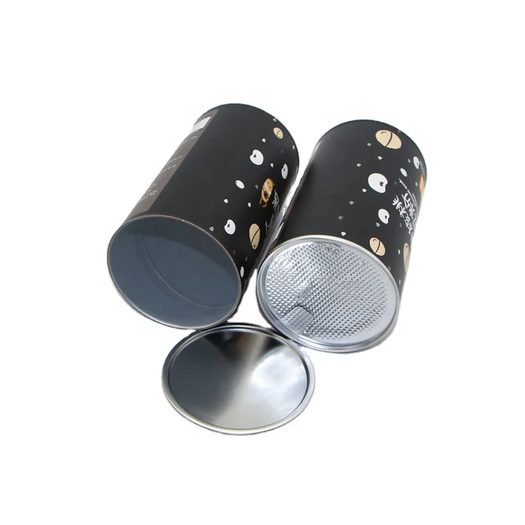 Easy Peel-Off Lid Cylinder Paper Tube Cans for Pet Food Nut Dry Beef Powder Egg Roll Cookie Candy Packaging