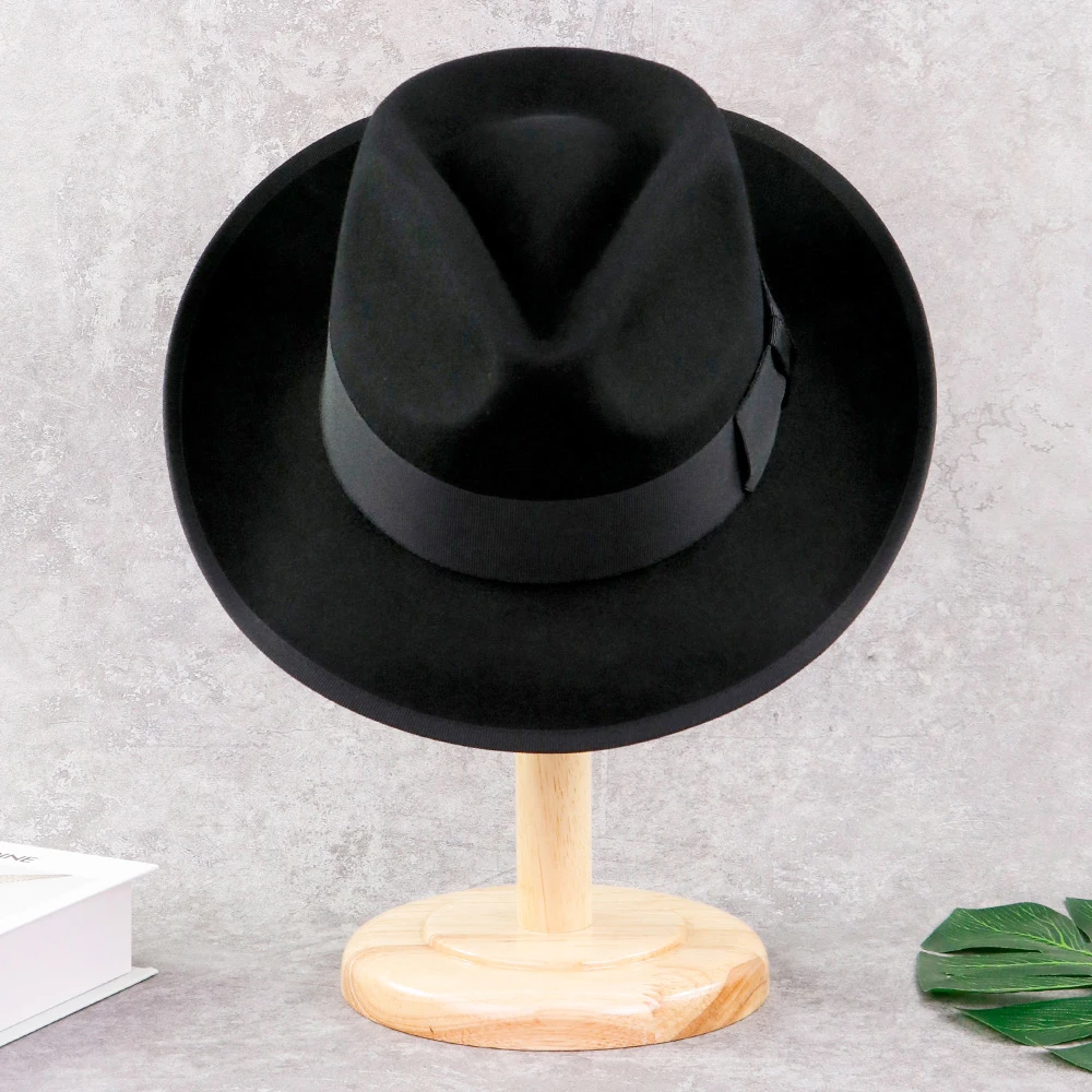 2021 Manufacturer Custom Logo Felt Fedora Women Black Fedora Hats
