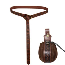 Wowei Medieval Viking Belt Leather Belt Bag Carnival Viking Knight Costume Renaissance Accessory Set COSPLAY Costume Props