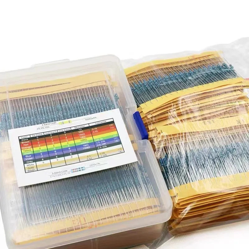 130 kinds  2600p/bag 1/4W metal film resistor package component package 0.25W full series resistance value (boxed)(in bag)