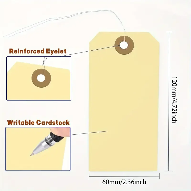 Recyclable 100pcs White Plastic Tags Writable Blank Shipping and Luggage Labels with Wire Ties for Food Industry