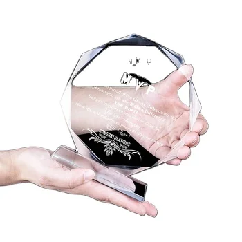 Custom Crystal Trophy 3D Laser Engraving Crystal Glass Blank Crystal Block Award Plaque Trophy