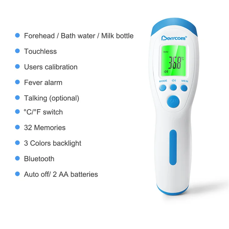 OEM medical Baby Kids hospital home Fever Alarm Portable contactless ir infrared Gun Bluetooths Thermometer Forehead Termometros