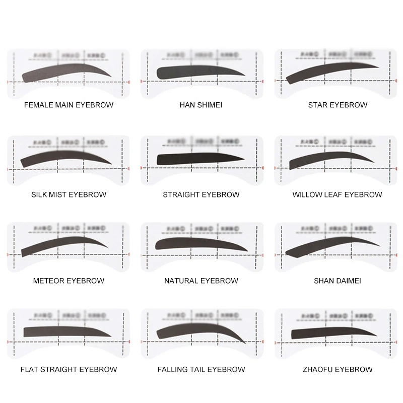 Factory Wholesale Makeup Tools Eyebrow Stamp Stencil Kit One-Word Thrush Stickers