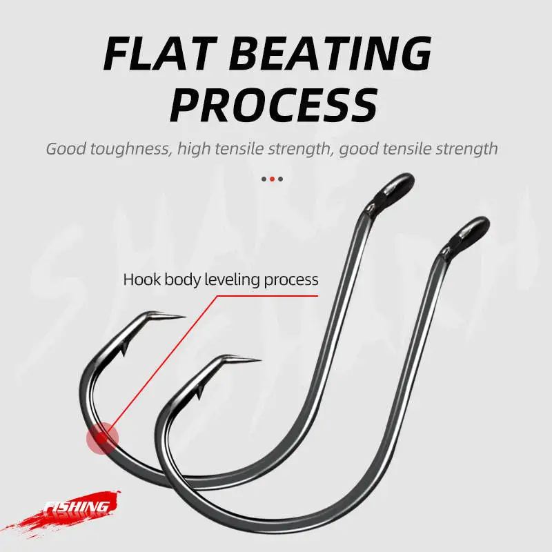 170pcs/box Fishing Hooks 2X Strong Circle Hook Offset Freshwater Saltwater Octopus Catfish Fishing Hooks Set Size:1#/1/0-8/0