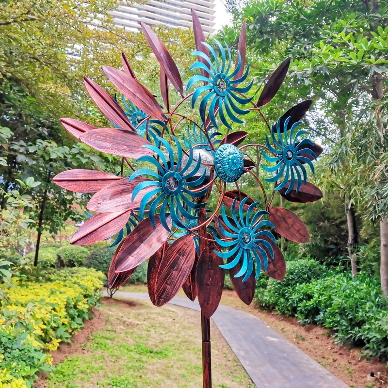 outdoor sun decor metal wind spinners for yard and garden wholesale
