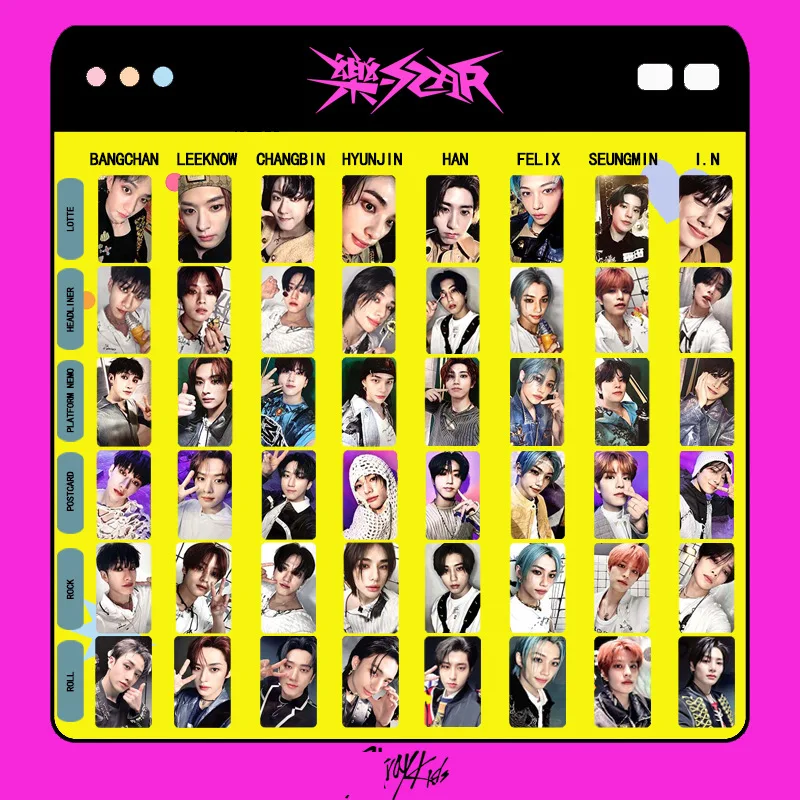 8 sets of KPOP rock star album photo cards for homeless children, double-sided postcards, Leeknow Bang Chan Hyunjin Felix Lomo 0