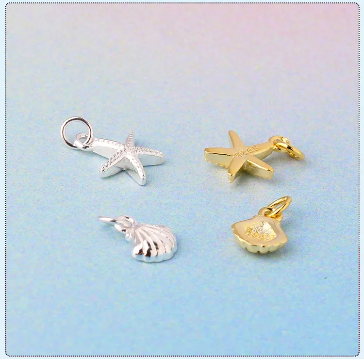 shell starfish david star solid pure 925 sterling silver diy jewelry girls pendant charms for permanent jewelry