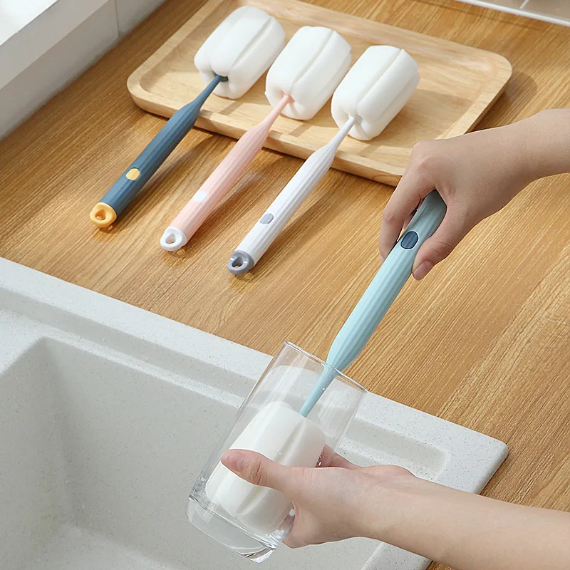 Home Cleaning Bottle Sponge Brush Glass Pot Washing Kitchen Cleaning Sponge Brush For Wineglass Bottle Coffee Tea Cup