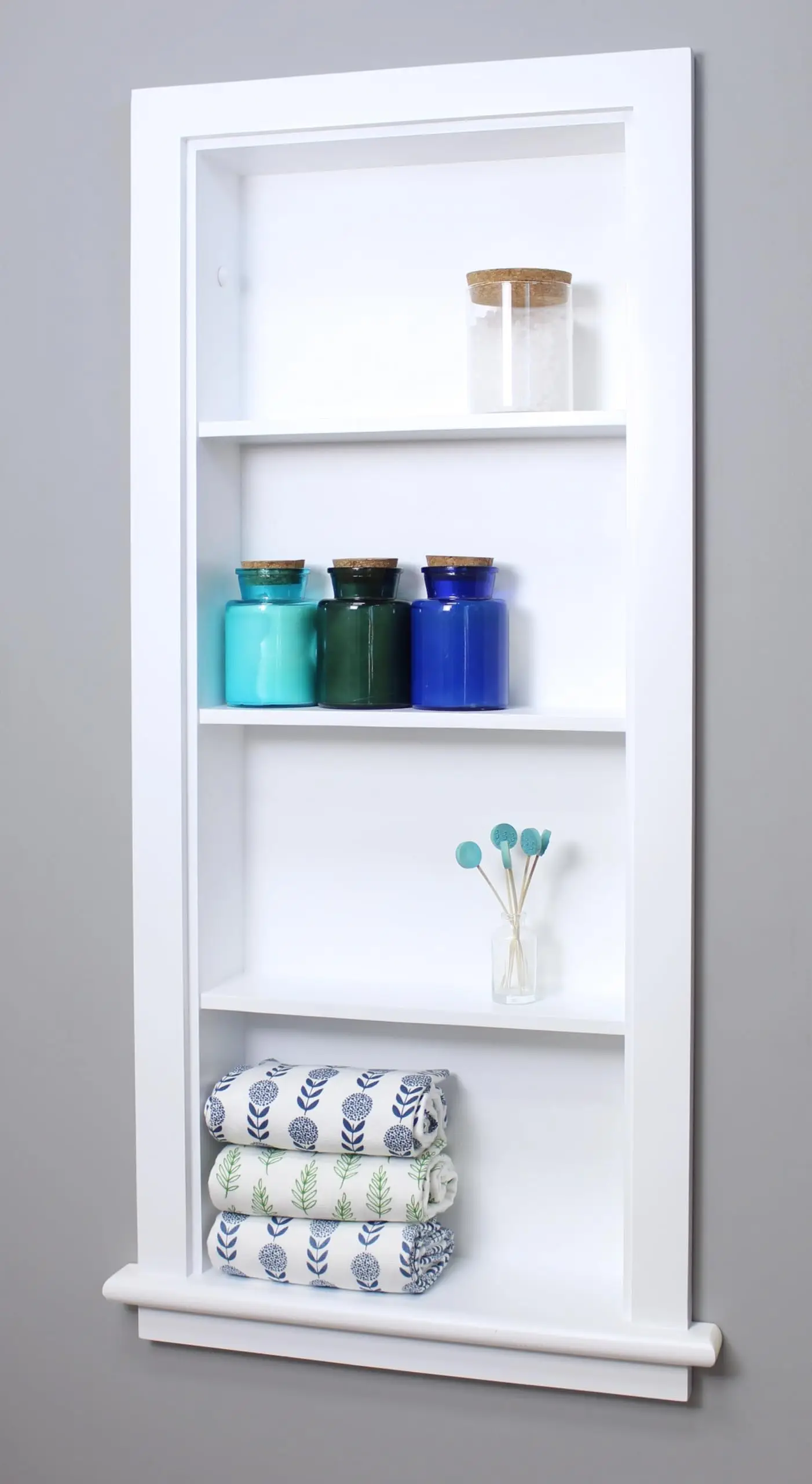 Matte White Black Three-Layer Wooden Bathroom Livingroom Niche Recessed Wall Niche