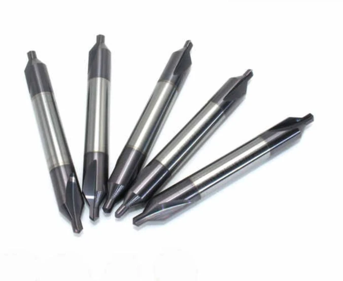High-Precision Solid Carbide 60 Degree Center Drill Bits - 2 Flute CNC Cutting Tools for Metal Machining