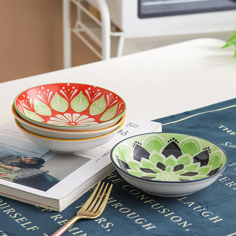 Wholesale Bohemia Style Tableware underglaze color bowl and plate dish plate