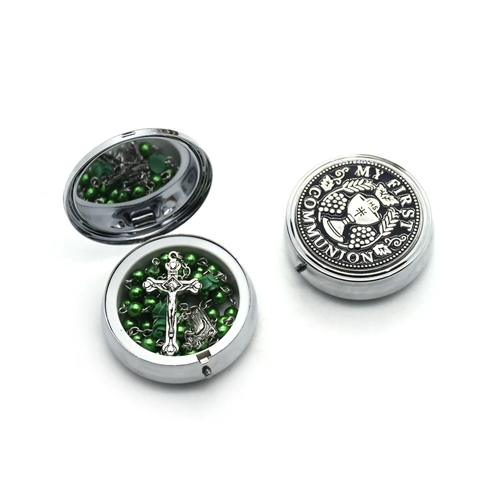 European and American religious high-end Holy Grail Holy Communion Rosary Box Jewelry Metal Packaging Catholic Necklace Gift Box