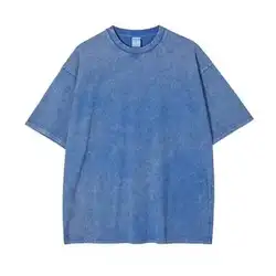 2022 Summer 250GSM Blank Unisex Wide Neck Short Sleeve Oversized Mens Vintage Acid Wash T Shirt