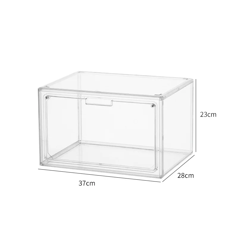 Hard PET plastic boxes shoe case storage box acrylic Side Door Open  Bins Sneakers Organizer