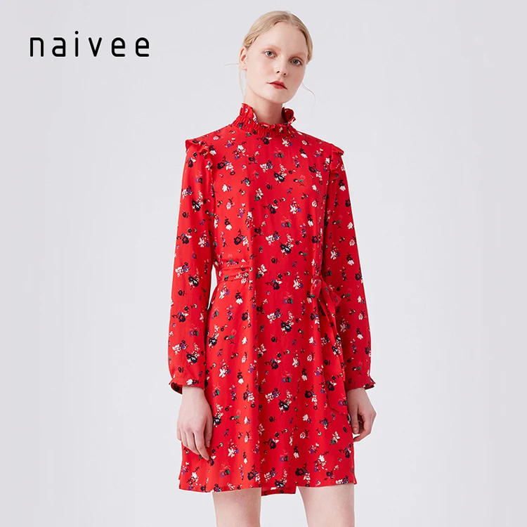 
naivee new fashion style women elegant floral women dress for ladies 