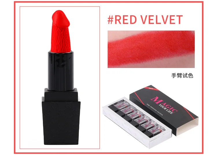 Ready To Ship 5 colors sexy Organic penis nightclub Lipstick set moisturizing Mushroom matte Lipstick set