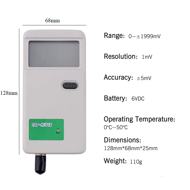 
ORP-3069 Professional ORP Monitor Accurate ORP Sensor Meter Digital ORP Meter with LCD Backlight for Aquarium Water Treatment 