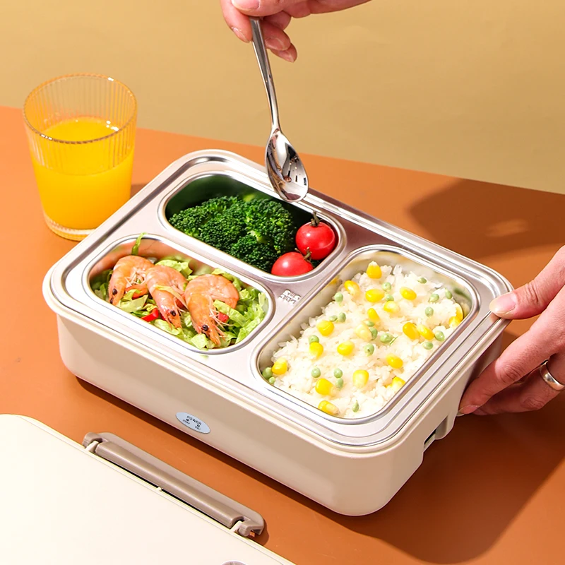 3 compartment 1200ml stainless steel 304 smart car portable office heated no leak electric lunch box food warmer