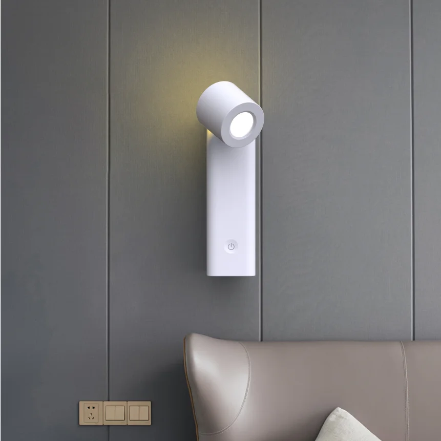 Multi-functional Bedside Wall Lamp Dimmable Wall-mounted LED Book Light with Motion Sensor Night Light