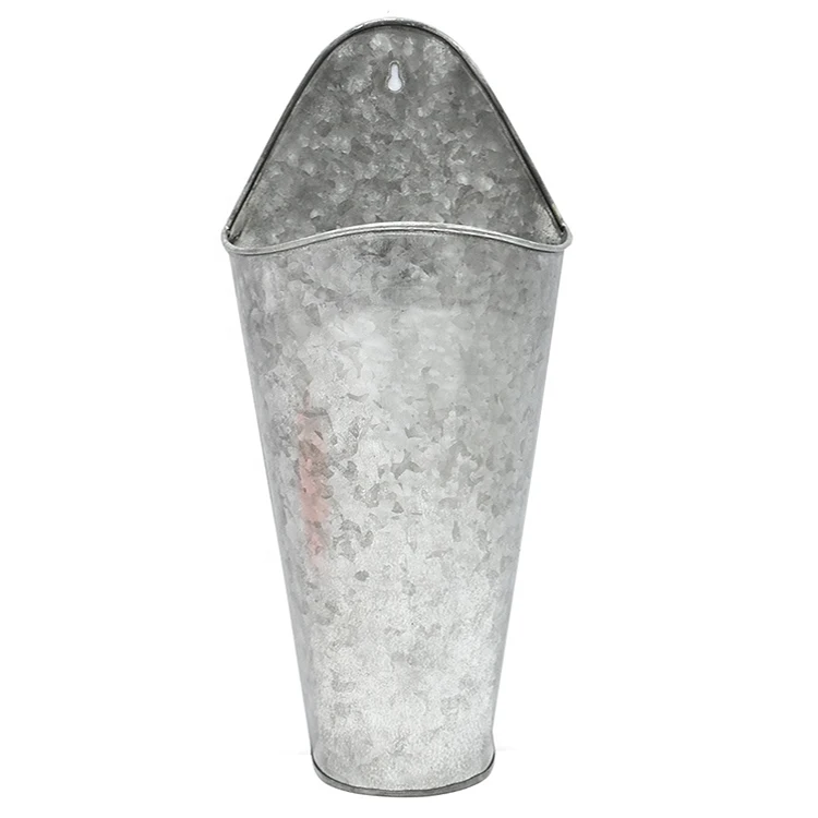 Farmhouse wall planter metal galvanized hanging flower pots bucket for garden decor
