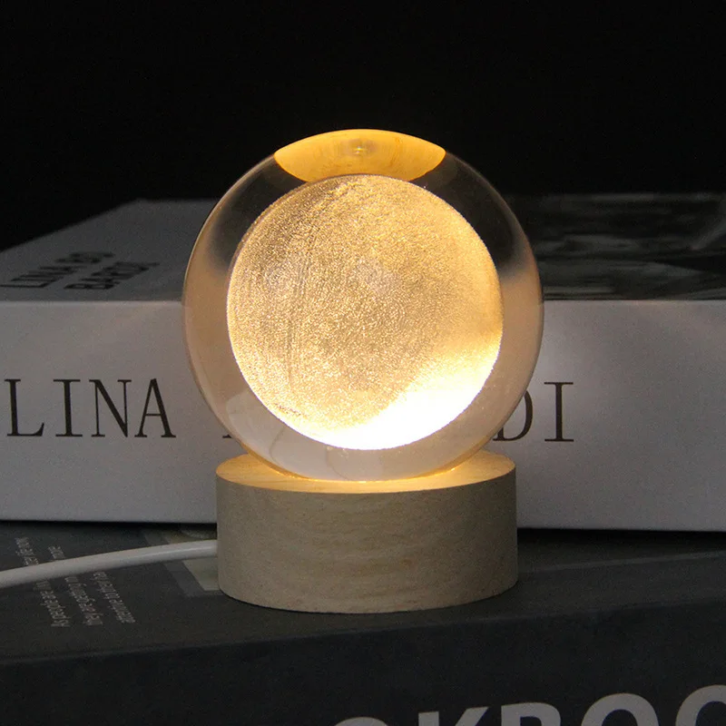 Световой кристалл лазер Млечный путь шар с деревянным светодиодным основанием