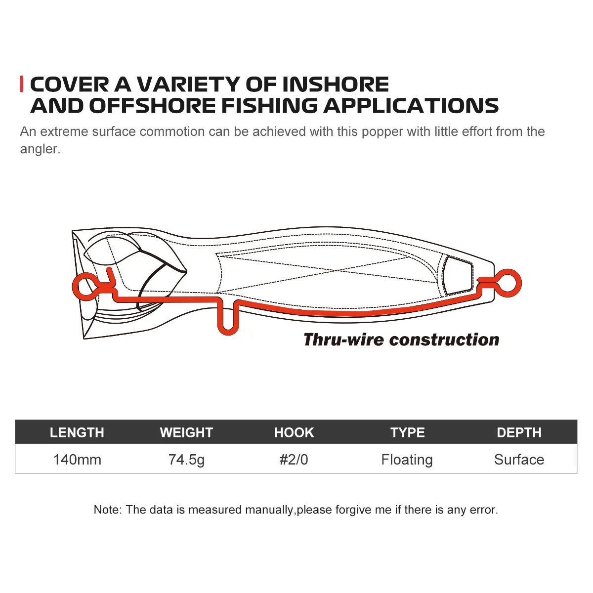 NOEBY crystal armor fishing lure 140mm 74g floating topwater trolling baits saltwater retrive jerk popping lure