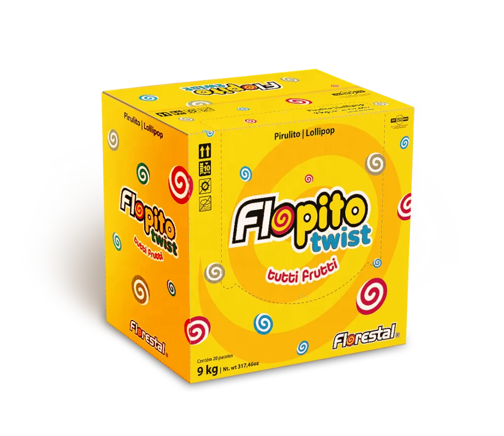 81667 - Flopito Twist White and Green Tutti Frutti Tongue Tattoo Pops 18g 20x25un