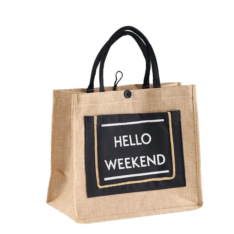 100% jute beach fabric flood control shopping bag with sap colorful handles sofa fabric for plants seed